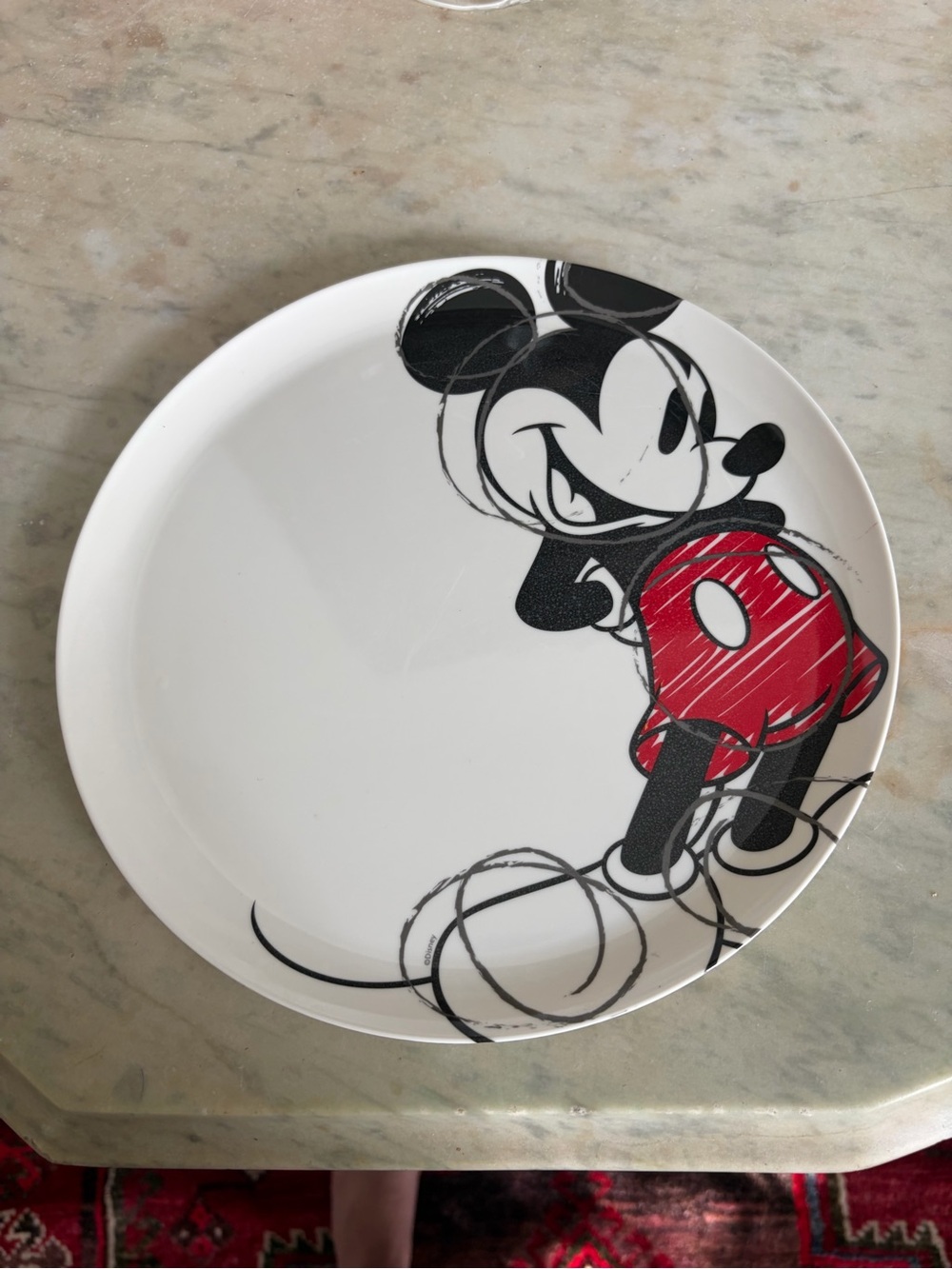 Disney Mickey Mouse Black, White and Red Ceramic Plate